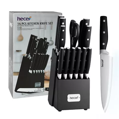 14 PCS Kitchen Knife Block Set With Wooden Block Chef Knife Steak Cutlery Set • $39.99