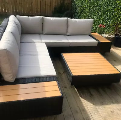 Luxury Garden Furniture Large Corner Sofa Set Lounge Rattan Patio Table Couch • £889.99