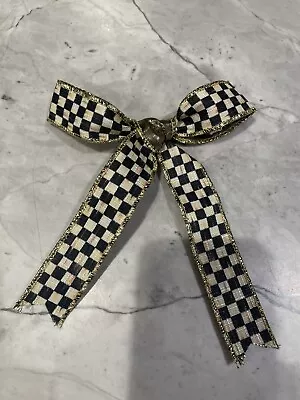 Mackenzie Childs Courtly Check Ribbon Bow Wired/ Gold • $13