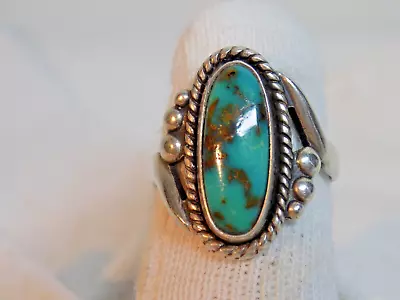 Sterling Silver Southwest Vintage Bell Trading Old Turquoise Ring Size 6 Old One • $30