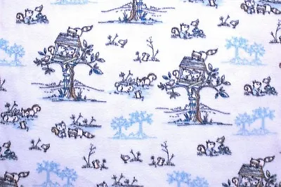 Bty*treehouse Animals Raccoon/squirrel/bird On Lt Blue Fleece Fabric 1 Yd 60x36  • $10.99