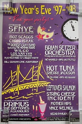 $50 • Buy San Francisco NYE 97-98 CONCERT POSTER Brian Setzer WILCO Primus DEFTONES