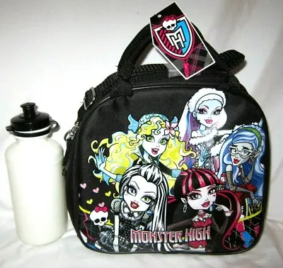 Monster High With Friends Black Lunch Bag&Water Bottle & Strap-New With Tags! • $49.99