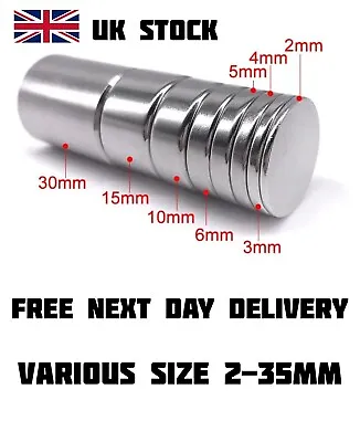 High-Powered N52 Neodymium Magnets - Various Sizes (2-35mm) For DIY Crafts • £3.20