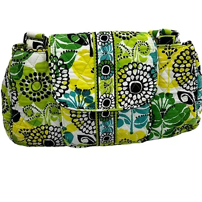 Vera Bradley Lime's Up Edie Satchel Hand Bag Purse Green Yellow • $24.61