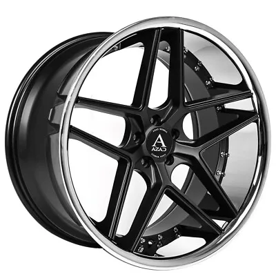 22  Staggered Azad Wheels AZ1029 Satin Black With Chrome Lip Rims  • $2020