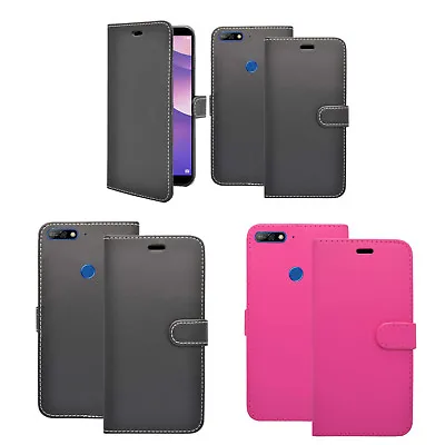 For Huawei Y7 2018 Case Wallet Flip PU Leather Stand Card Slot Phone Cover • £4.99