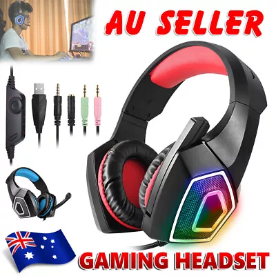 3.5mm Gaming Headset LED Headphones For XBox Desktop Laptop Game Music With Mic • $27.45