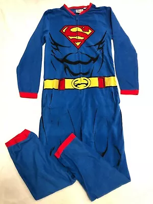 DC COMIC SUPERMAN LOUNGER PAJAMAS CAPE Cosplay One Piece ADULT SIZE S (28-30) • $29.99