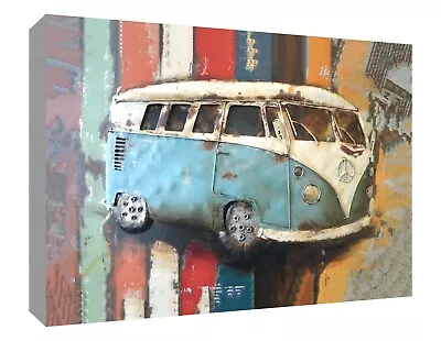 CLASSIC VW CAMPERVAN Canvas Wall Art Wood Framed Ready To Hang XXL • £45