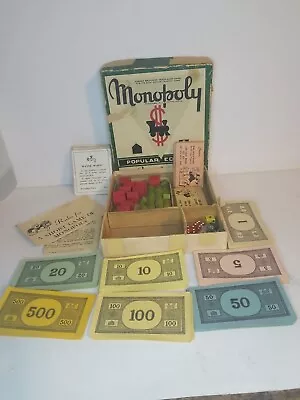 Vintage Monopoly Popular Edition Board Game-Parker Brothers Green Box 1952 • $29.98