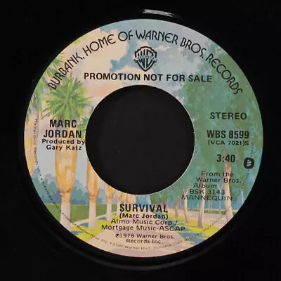 MARC JORDAN: Survival / Mono WB 7  Single 45 RPM • $5