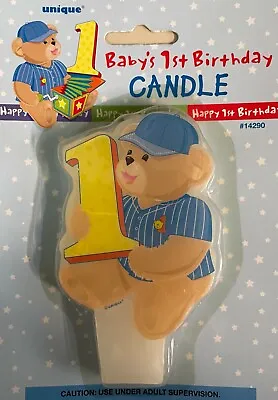 1st Birthday Party Supplies Birthday Boy Blue Bear Candle (1 Piece) • $7.50