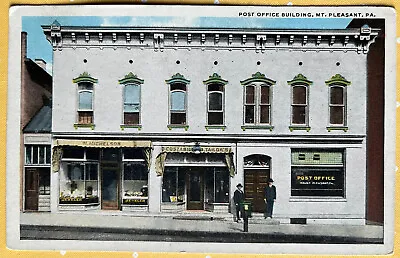 Mt Pleasant Post Office Men Posing Pennsylvania PA Vintage Postcard C1920 • $7.98