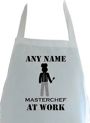 Personalised Chef Cartoon Workman Print Soft Polyester Apron Kitchen Christmas • £7.99