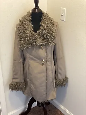 Michael Kors Faux Suede Shearling Winter Jacket Coat Taupe S WORN ONCE • $65