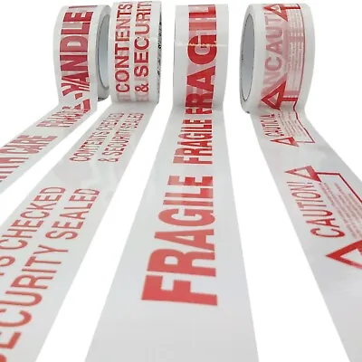 Warning Tapes (48mm X 66m) Low Noise Packing Tape For Parcels/Caution/Packaging • £7.45