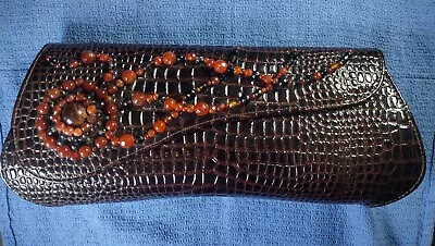 Gorgeous VTG Crocodile Alligator Skin (Brown) Handbag Purse • $55