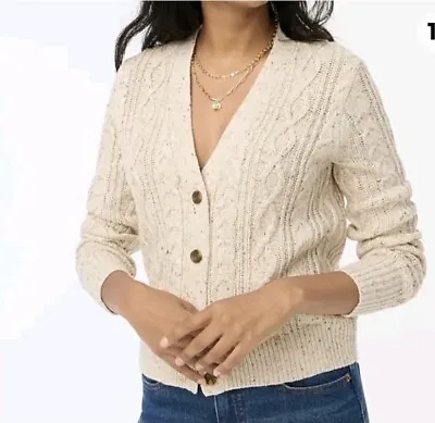 NWT J. Crew Donegal Cable Cardigan Sweater Autumnal Neps Women’s  XXSmall NWOT  • $21