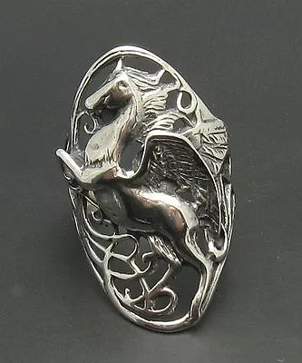 Sterling Silver Ring Solid 925 Horse Pegasus Unicorn Nickel Free Handmade • £25.40