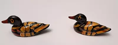 (2) Vintage Hand Painted Hand Carved Miniature Wood Duck Decoys - Very RARE • $59.99