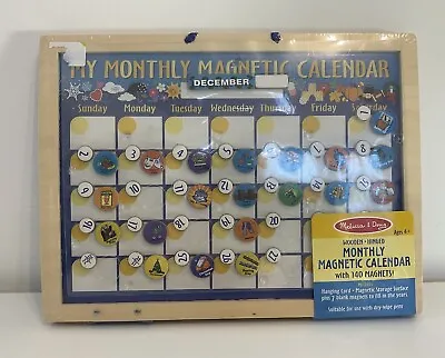 Melissa & Doug My Monthly Magnetic Wooden Hinged Calendar 140 Magnets BN SEALED • £20