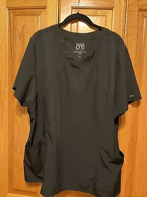 $10 • Buy Barco One Scrub Top Women 3XL Black Short Sleeve Pocket V Neck Vented