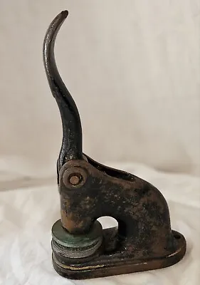 VTG BLACK CAST IRON PAPER EMBOSSER SEAL PRESS OFFICE DECOR American Oil & Gas • $22.45