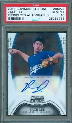 2011 Bowman Sterling ZACH LEE Rookie AUTO #BSP-ZL Trading Card Dodgers PSA 10 • $14.99