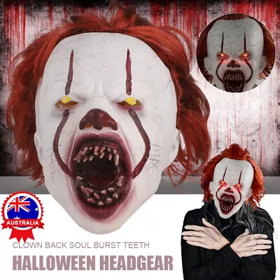 Halloween Clown Mask Face Zombie Pennywise IT Full Mask Scary Evil Costume New • $16.89