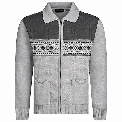 New Men Knitted Cardigan Collar Neck Front Zip Closure And Front Pockets S -2XL • £19.95