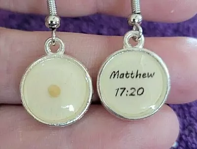 Earrings Mustard Seed Faith Scripture Drop Dangle Hook - 1 Pair - Very Unique! • $5.95