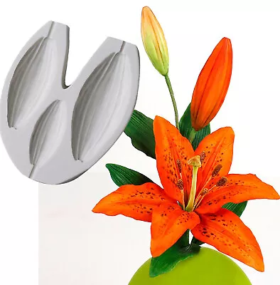 £3.25 • Buy Lily Flower Bud Silicone Cake Mold Fondant Plant Leaf Chocolate Baking DIY Mould