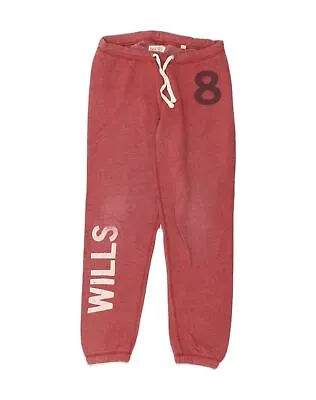 JACK WILLS Womens Graphic Tracksuit Trousers Joggers UK 8 Small  Pink NY07 • £13.20