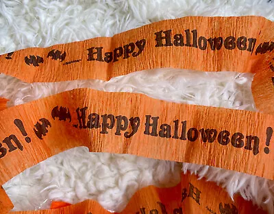 Vintage Crepe Paper Happy Halloween With Bats Streamer 2 Yards • $7.99