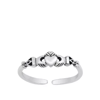 .925 Sterling Silver Claddagh Heart Toe Ring - New Adjustable Sizes  • $11