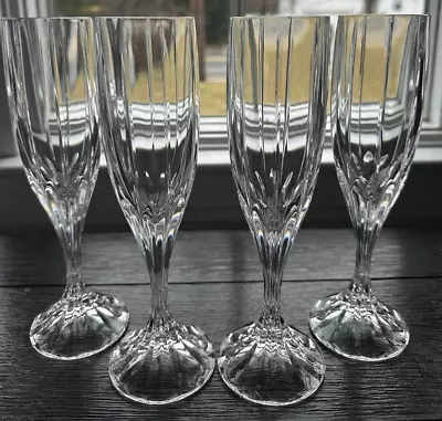 Mikasa Berkeley Crystal Champagne Flutes Set Of 4 -8 5/8” • $33.75