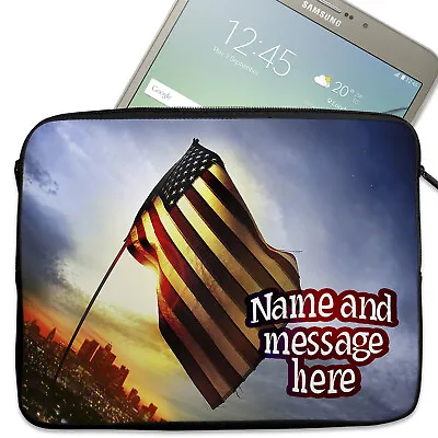Personalised USA Tablet Sleeve Laptop IPad Case Zip Pouch Bag Mens Gift ST171 • £12.95