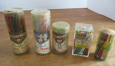 £21.21 • Buy Vintage 50's-60's Cocktail Straws And Tid Bit Pic With Card Suit Theme