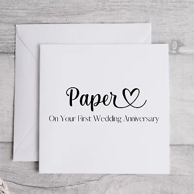 £2.99 • Buy Paper On Your 1st Wedding Anniversary Card.  First Wedding Anniversary Card.
