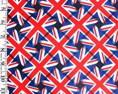 Polyester Jubilee Fabric | Union Jack Collage Polyester | 58'' (148cm) Wide • £5.99