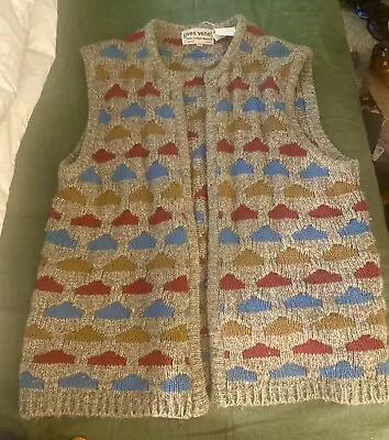 Yves Venet Vtg Colorful Sweater Vest Open Front Cardigan 42 L Men’s Womens  • $59