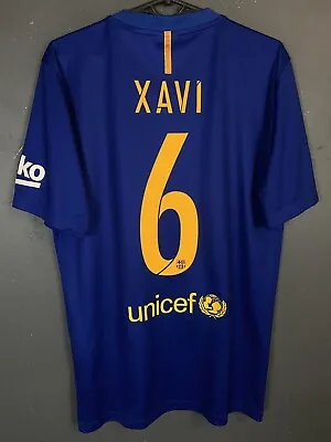 Men Nike Fc Barcelona 2016/2017 Xavi Football Soccer Shirt Jersey Maillot Size S • $95.99