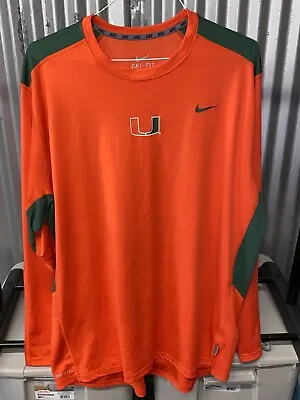 Miami Hurricanes Nike Dri-Fit Long Sleeve Shirt Men's Sz XXL Orange • $14.99