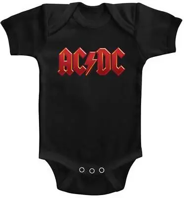AC/DC Solid Red Logo Baby Romper Onezies 6-24 Month Heavy Metal Music • £23.25