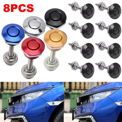 $23.99 • Buy 8x Universal Push Button Quick Release Bumper Hood Lock Pins Clip Bonnet Latch