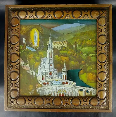 Lourdes Reverse Foil Painted On Glass Painting Sanctuary Religious U-10I • $150