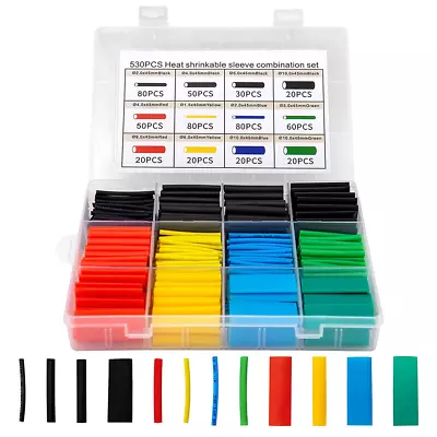 530 Pcs Heat Shrink Tubing Tube Assortment Wire Cable Insulation Sleeving Kit AU • $7.99