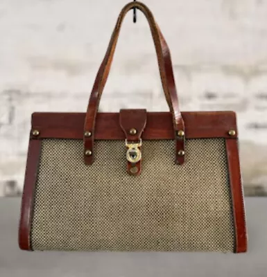 Vintage John Romain Purse Brown Leather  Doctors Bag Handbag Style December 1970 • $89.99