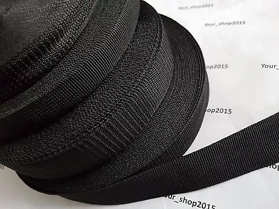 £2.19 • Buy 2 Meter Black Polypropylene Webbing Strapping Strap Bags Weave Lead Tape 